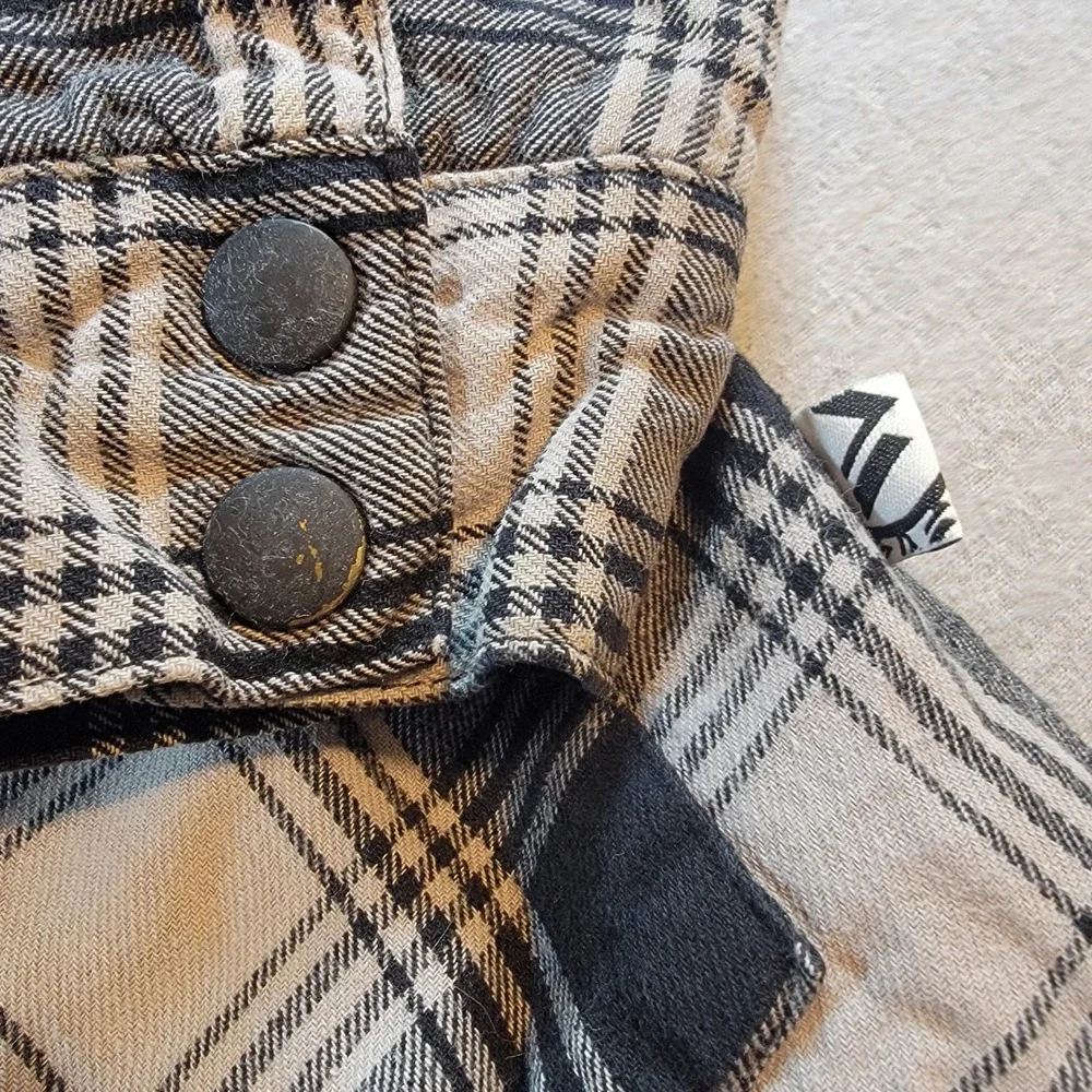 Plaid Hooded Jacket Kids Size Unknown Black White Gray Good Flannel